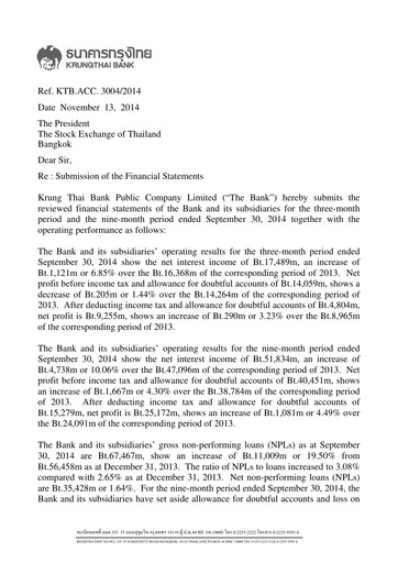 Thumbnail Krung Thai Bank Quarterly Report 2014-q3