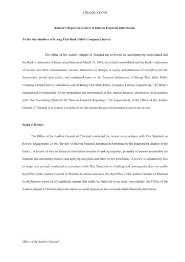 Thumbnail Krung Thai Bank Quarterly Report 2018-q1