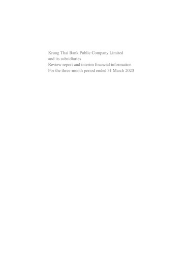 Thumbnail Krung Thai Bank Quarterly Report 2020-q1