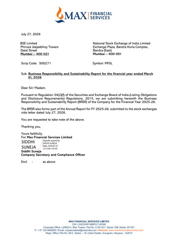Thumbnail Max Financial Services
 ESG Report 2025-2026