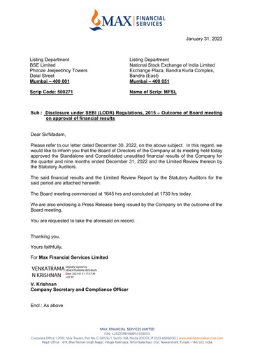 Thumbnail Max Financial Services
 Quarterly Report 2022-q3