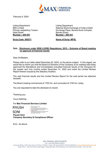 Thumbnail Max Financial Services
 Quarterly Report 2023-q3