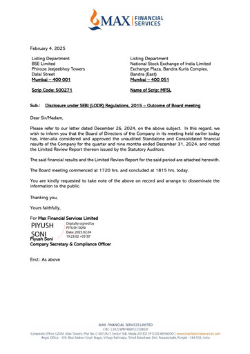 Thumbnail Max Financial Services
 Quarterly Report 2024-q3