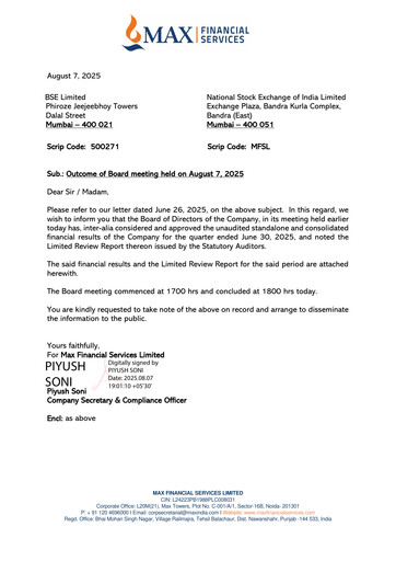 Thumbnail Max Financial Services
 Quarterly Report 2025-q1