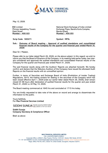 Thumbnail Max Financial Services
 Quarterly Report 2026-q4