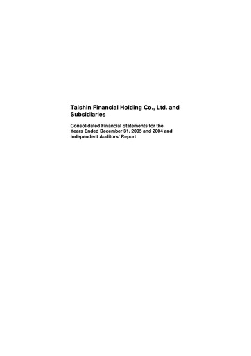 Thumbnail Taishin Financial Holdings
 Financial Statement 2005