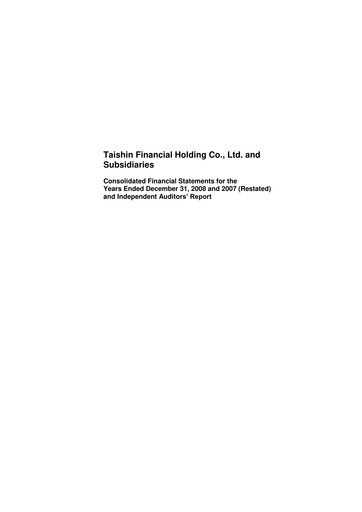 Thumbnail Taishin Financial Holdings
 Financial Statement 2008