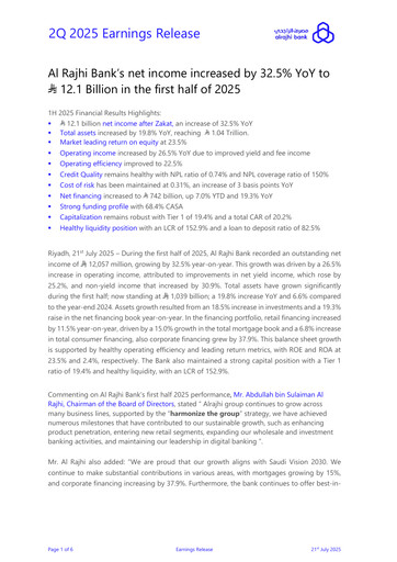Thumbnail Al Rajhi Bank Half-year Report 2025-h1