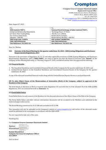 Thumbnail Crompton Greaves Consumer Electricals Quarterly Report 2025-2026-q1