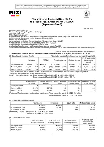 Thumbnail Mixi Financial Statement 2026