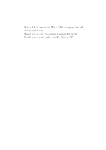 Thumbnail Bangkok Expressway and Metro (BEM) Quarterly Report 2017-q1