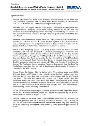 Thumbnail Bangkok Expressway and Metro (BEM) Quarterly Report 2017-q2