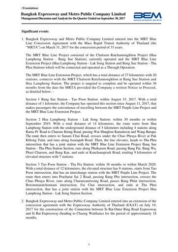 Thumbnail Bangkok Expressway and Metro (BEM) Quarterly Report 2017-q3