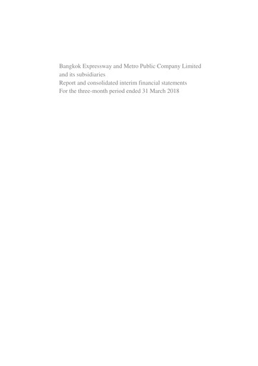 Thumbnail Bangkok Expressway and Metro (BEM) Quarterly Report 2018-q1
