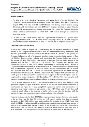 Thumbnail Bangkok Expressway and Metro (BEM) Quarterly Report 2018-q2