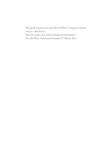 Thumbnail Bangkok Expressway and Metro (BEM) Quarterly Report 2021-q1