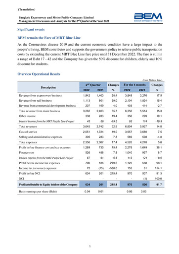 Thumbnail Bangkok Expressway and Metro (BEM) Quarterly Report 2022-q2
