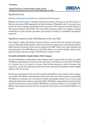 Thumbnail Bangkok Expressway and Metro (BEM) Quarterly Report 2023-q3
