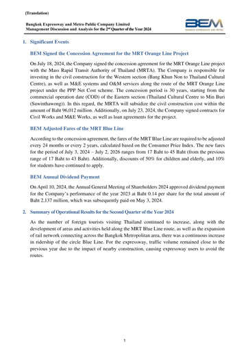 Thumbnail Bangkok Expressway and Metro (BEM) Quarterly Report 2024-q2