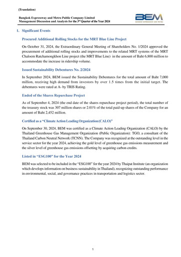 Thumbnail Bangkok Expressway and Metro (BEM) Quarterly Report 2024-q3