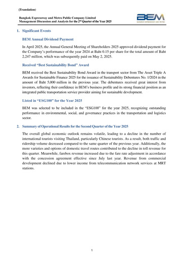 Thumbnail Bangkok Expressway and Metro (BEM) Quarterly Report 2025-q2