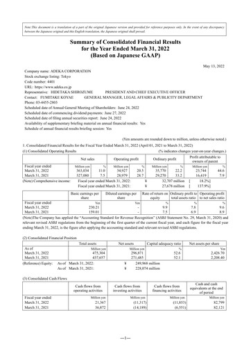 Thumbnail Adeka Corporation Financial Statement fy2021