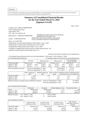 Thumbnail Adeka Corporation Financial Statement fy2023