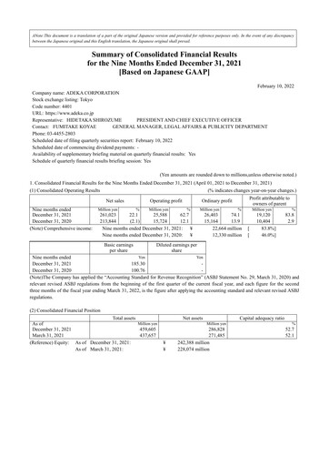 Thumbnail Adeka Corporation Quarterly Report fy2022-q3