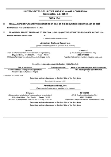 Thumbnail American Airlines Annual Report 2023