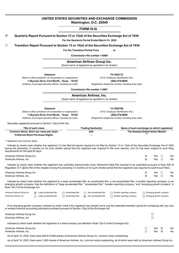 Thumbnail American Airlines Quarterly Report 2022-q1
