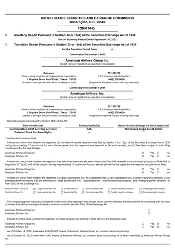 Thumbnail American Airlines Quarterly Report 2022-q3