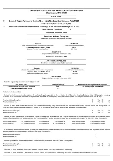 Thumbnail American Airlines Quarterly Report 2025-q2