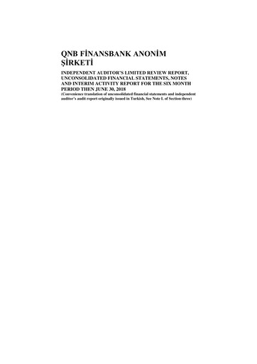 Miniature QNB Finansbank Rapport semestriel 2018-h1
