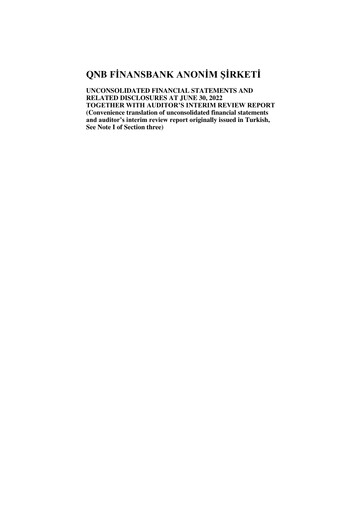 Miniature QNB Finansbank Rapport semestriel 2022-h1