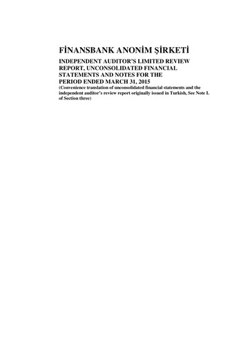 Miniature QNB Finansbank Rapport trimestriel 2015-q1