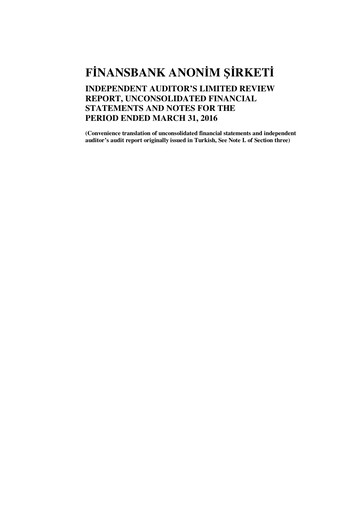 Miniature QNB Finansbank Rapport trimestriel 2016-q1