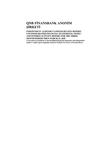 Miniature QNB Finansbank Rapport trimestriel 2018-q1