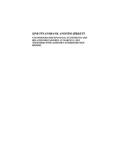 Miniature QNB Finansbank Rapport trimestriel 2023-q1