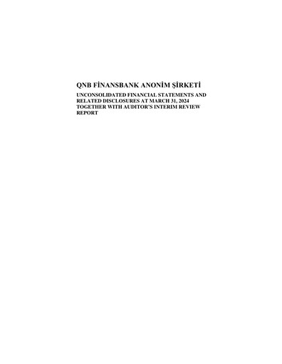 Miniature QNB Finansbank Rapport trimestriel 2024-q1