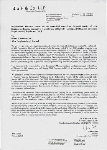 Vorschaubild AIA Engineering Quartalsbericht 2018-q2