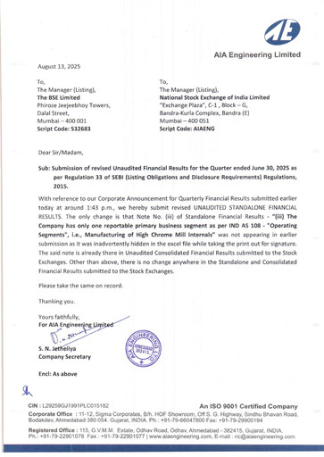 Vorschaubild AIA Engineering Quartalsbericht 2025-q1