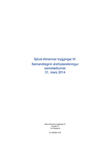 Vorschaubild Sjóvá-Almennar tryggingar Quartalsbericht 2014-q1