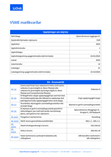 Thumbnail Sjóvá-Almennar tryggingar Sustainability Report 2025