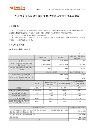 Thumbnail East Money Information Quarterly Report 2010-q3