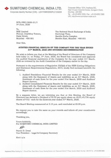 Thumbnail Sumitomo Chemical
 India Financial Statement 2019-2020