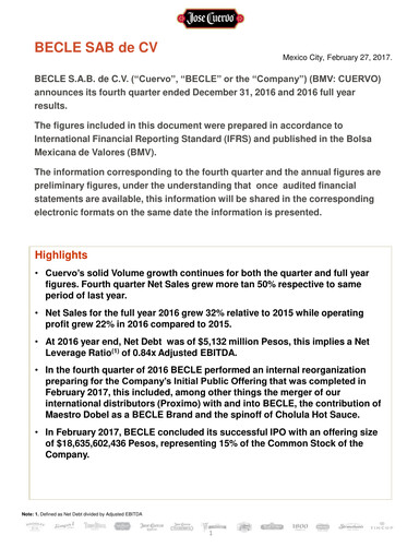 Thumbnail Becle Quarterly Report 2016-q4