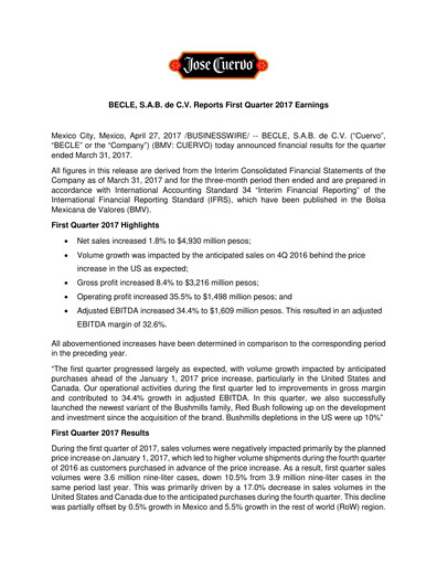 Thumbnail Becle Quarterly Report 2017-q1