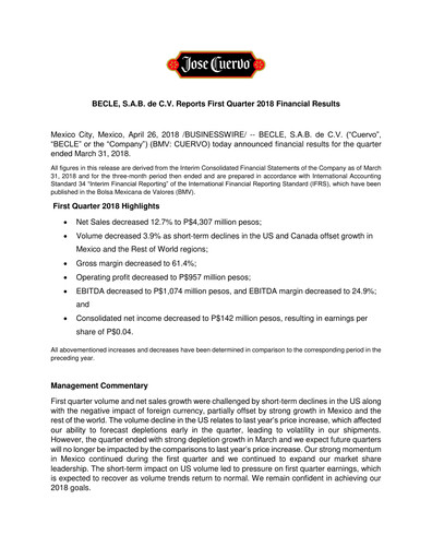 Thumbnail Becle Quarterly Report 2018-q1