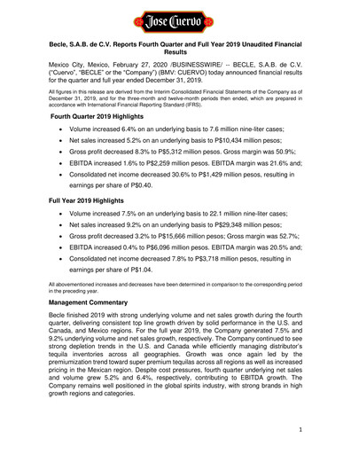 Thumbnail Becle Quarterly Report 2019-q4