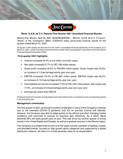 Thumbnail Becle Quarterly Report 2021-q1